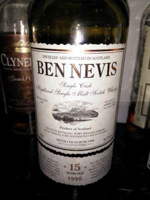 Ben Nevis Single Cask 15 year bottle No. 586/1998 ABV 56.1% Distelled 1998 bottles 2013