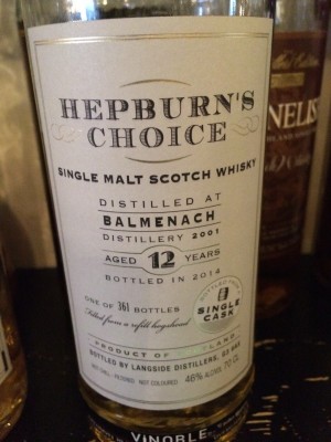 Hepburn's Choice Balmenach 12 year One of 361 bottles 