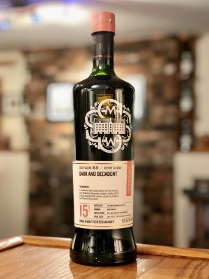 Inchgower SMWS 18.51 (15 year - Sep. 2007) "Dark and Decadent" - After maturing for 12 years in an ex-bourbon hogshead, transferred to a first fill Spanish oak oloroso hogshead - 60.5% ABV.