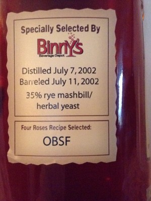 Four Roses Binny's  Single Barrel OBSF