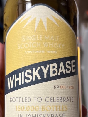 WHISKYBASE 1996 Glentauchers 24 YO Single Malt 46.8% abv. 2021 Release celebrating 180,000 bottles in whiskybase. Bottle No. 251/256