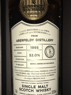 Gordon & MacPhail Aberdeldy 24 YO Single Malt 1995 Refill American Hogshead 52% abv. 