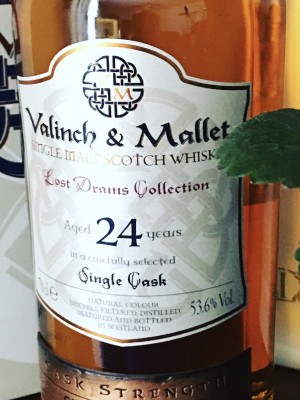 Vallinch & Mallet Glen Grant 24 YO Single Cask "Lost Dreams Collection" 53.6% abv. Bourbon Barrel, bottle 12 of 137 Distilled 1995  Bottled 2019 Cask No. 20-2401
