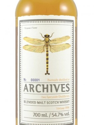 Archives  1996 Burnside 25 year old "Blended Malt" Brittish Dragonflies Series 54.7% abv.