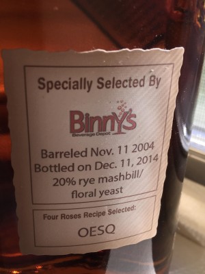 Four Roses Single Barrel Binny's Select OESQ 57.3%