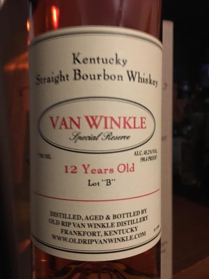 Old Rip Van Winkle Distillery  Van Winkle Special Reserve 12 YO Lot "B" 45.2% abv. bottled 2020 