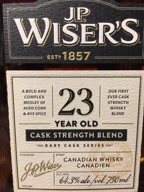 Wiser's 23 YO Cask Strength Blend